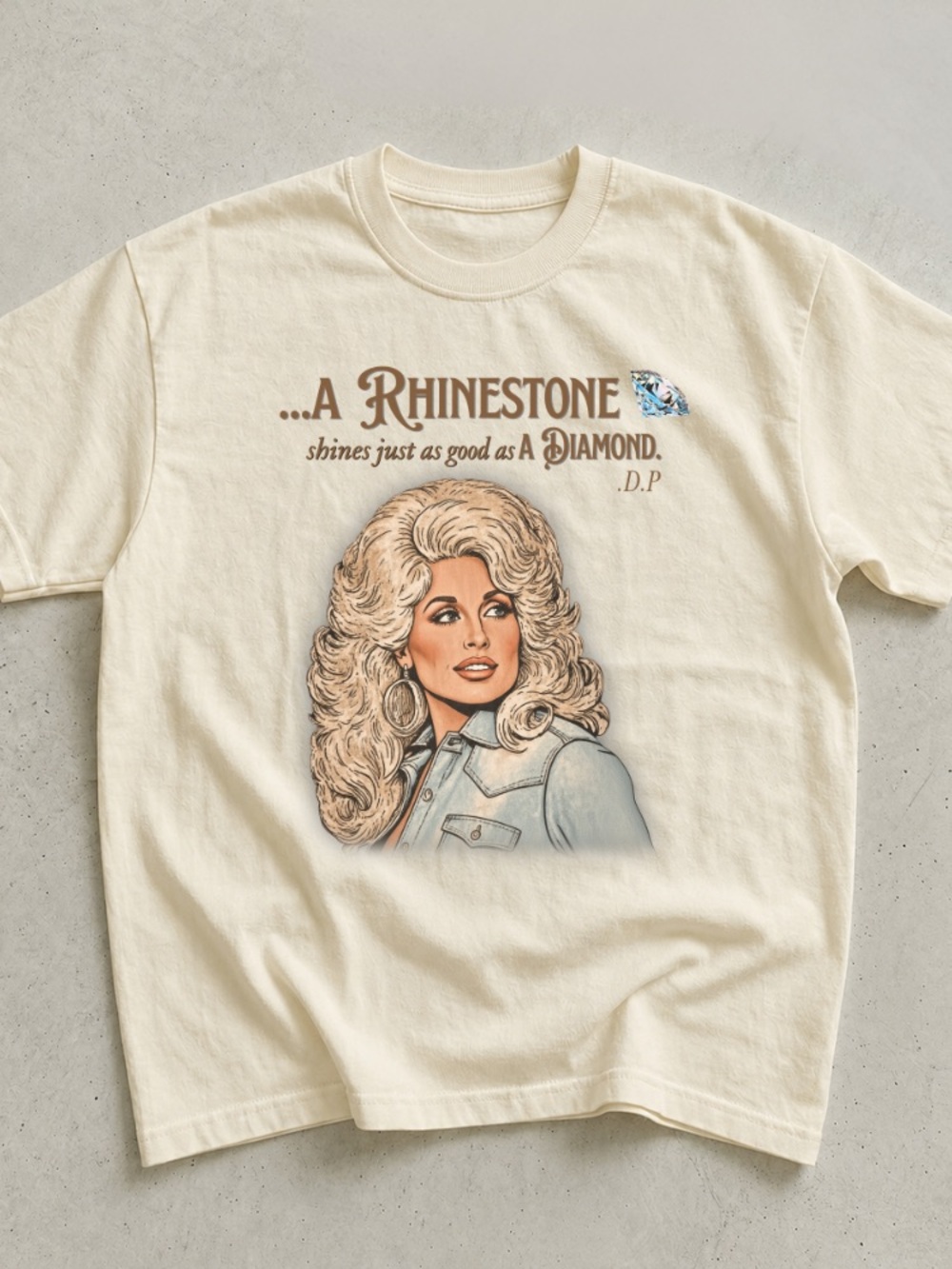 Dolly Parton Rhinestone Diamond Retro Graphic Tee - Gildan 5000